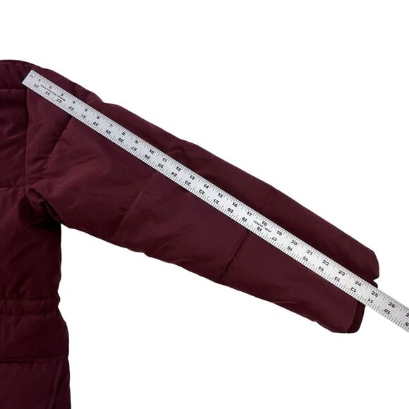 Abercrombie & Fitch Maroon Puffer Jacket with Faux Fur Hood - Picture 12 of 12
